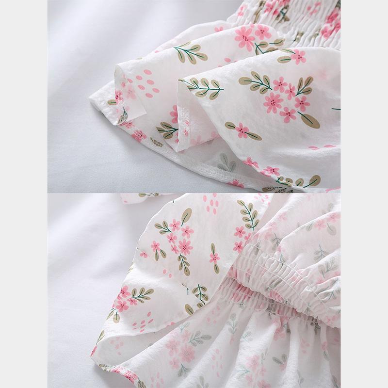 Small Fresh Floral Shirt Female Summer Slim Sweet Spicy Square Neck Puffy Sleeves Thin Tops Tide Elastic Waist