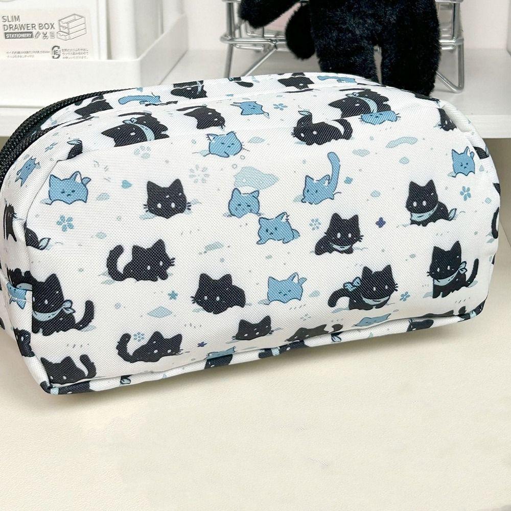 Cat Pencil Case Three-layer Storage Bag Cute Cartoon Stationery Bag  Srudents