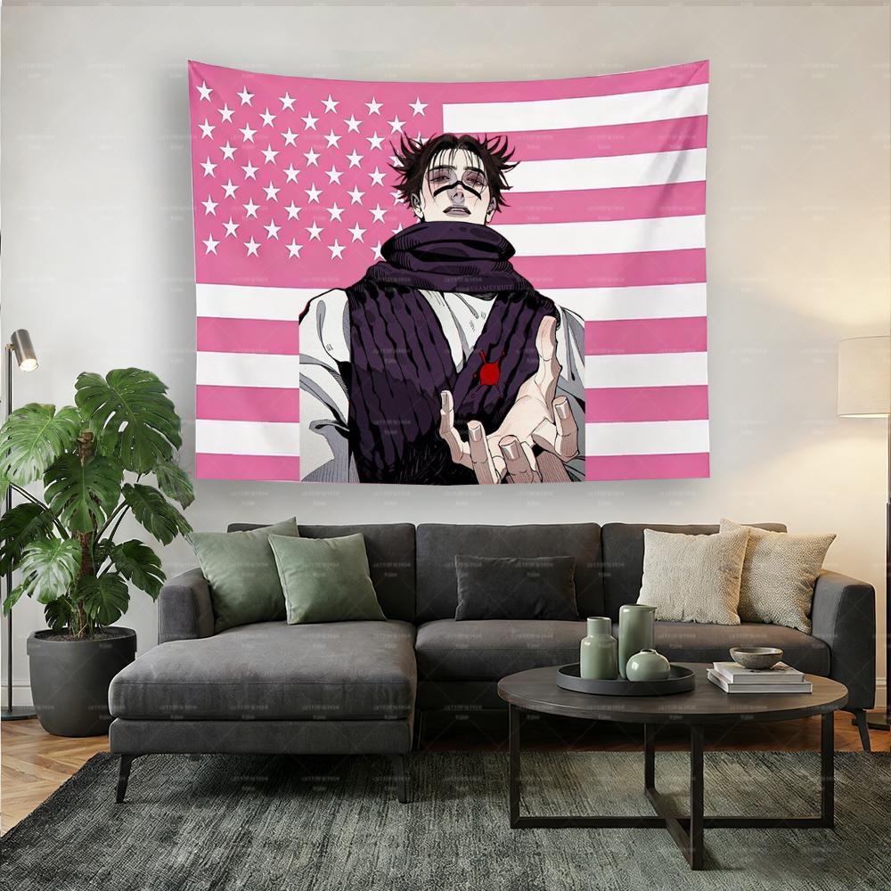 1pc JJujutsu KKaisen CChousou American Flag Wall Art Decor Wall Hanging for Bedroom Dorm Manga Fan Collection Home Decor