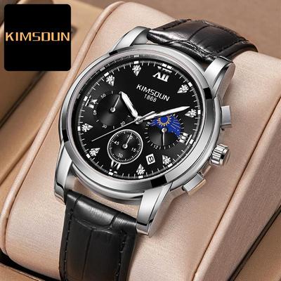 KIMSDUN Golden Shidon Brand Famous Watch Moon Phase Men's Watch Men's Fashion Watch Waterproof Multi -function Chronograph Quartz Watch