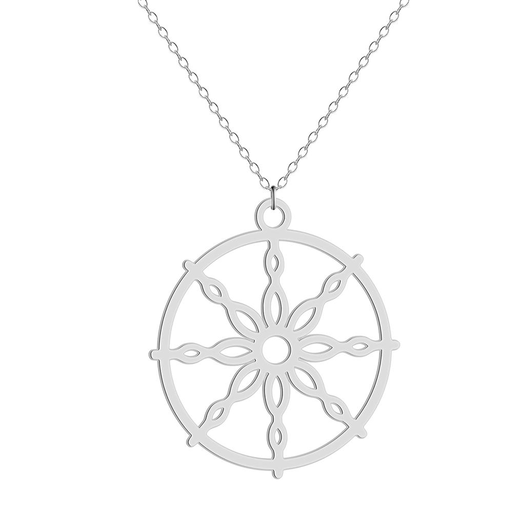 Kintal exquisite stainless steel Dharma Wheel Buddhism Necklace Dharmachakra Charm Pendant jewelry Christma gift girlfriend
