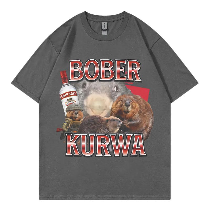 Bober Kurwa Fun Mouse Meme T-shirt, Vintage Harajuku Y2k T-shirt Casual, Fashionable and Comfortable Summer Print T-shirt