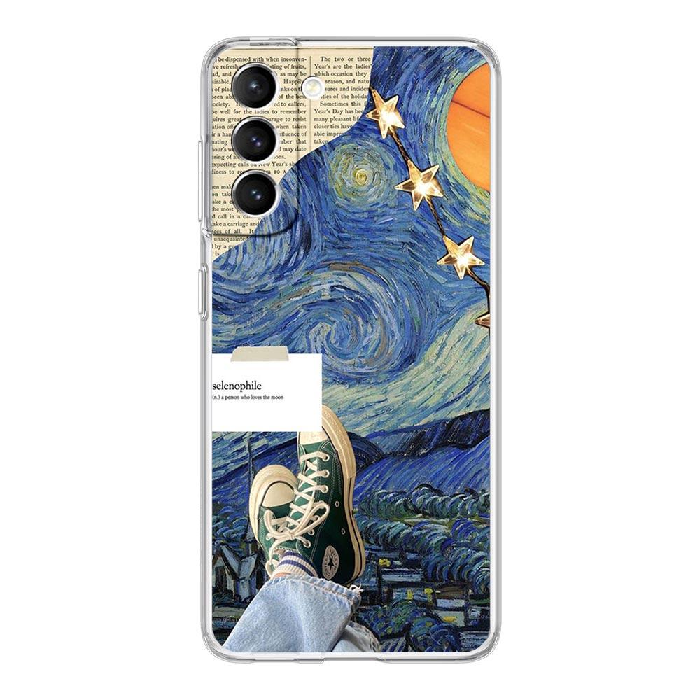 Starry Sky Van Gogh Art Phone Case For Samsung Galaxy S24 S23 S22 S20 Ultra S21 FE 5G S10 S9 Plus S10E S8 Silicone Clear Cover