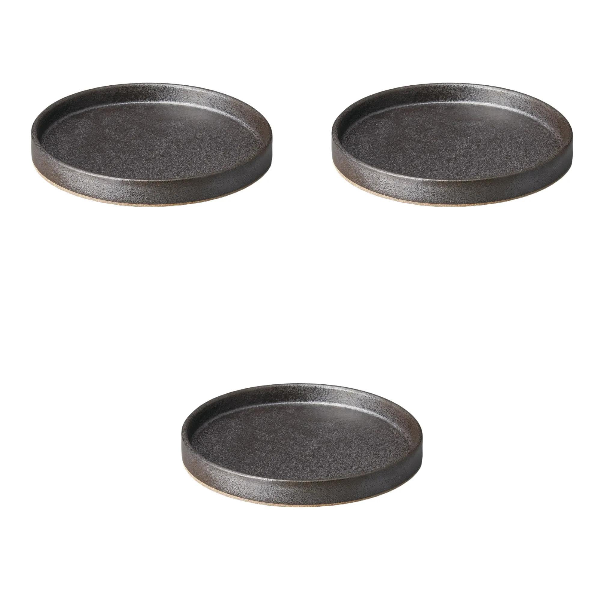 

Set of 3 Black Iron Round Plates x Medium Round Plates by Setomonohonpo 7.5-inch [22.8 2.8 cm]
