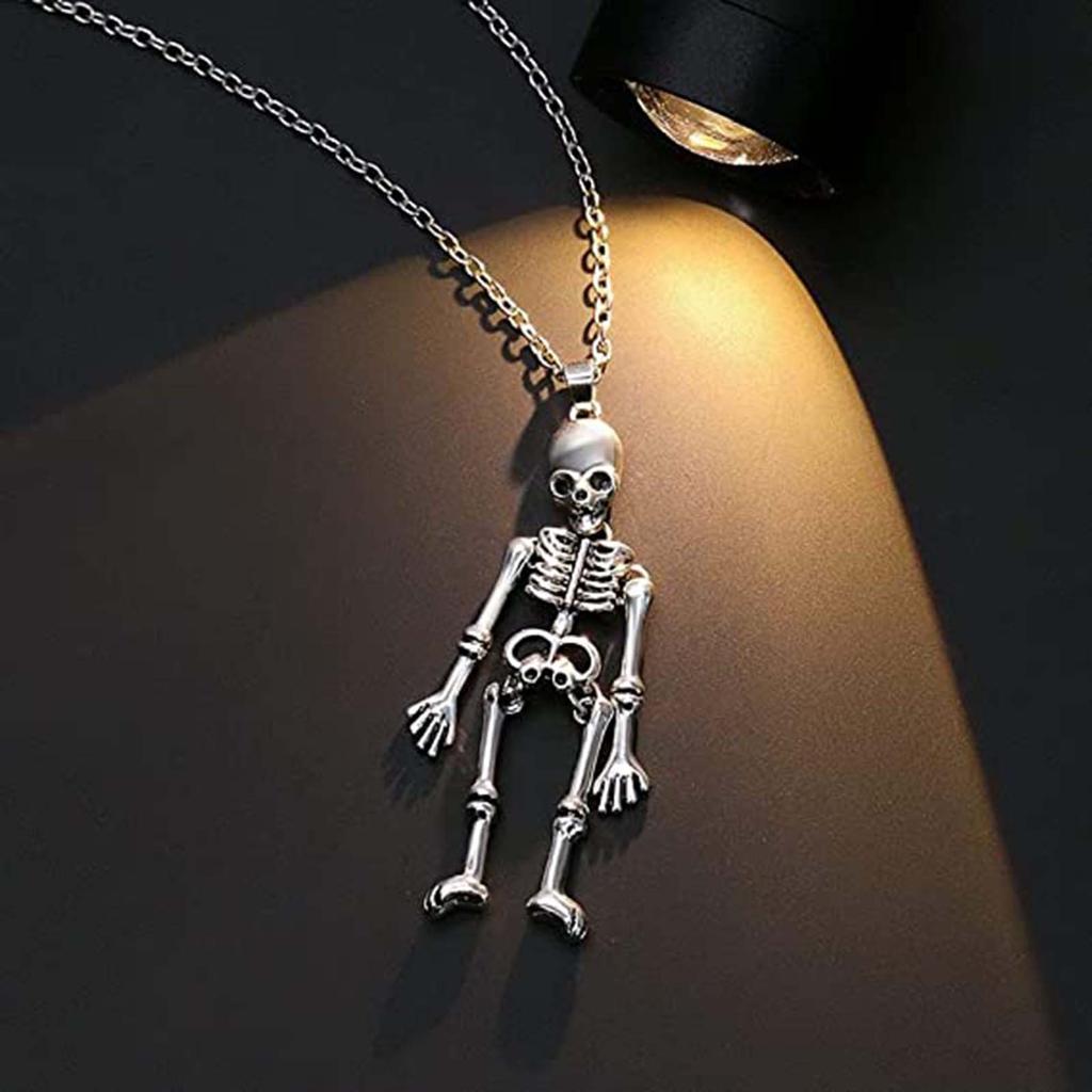 2 Stück Retro Skelett Punk Geist Halsketten Halloween Halskette für beste Freunde Paare Händchen halten Totenkopf Halsketten Geschenke