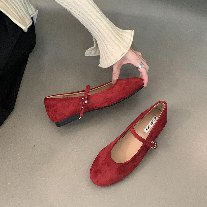 Fashion New 2025 Footwear Shallow Women Ballet Flats Dance Shoes Female Buckle Strap Fashion Round Toe Ladies Flats Mary Janes Shoes