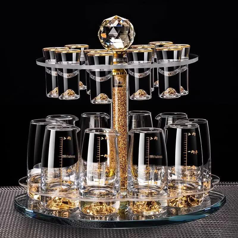 Shangqi Premium Baijiu Glassware Set with Rotating Caddy
