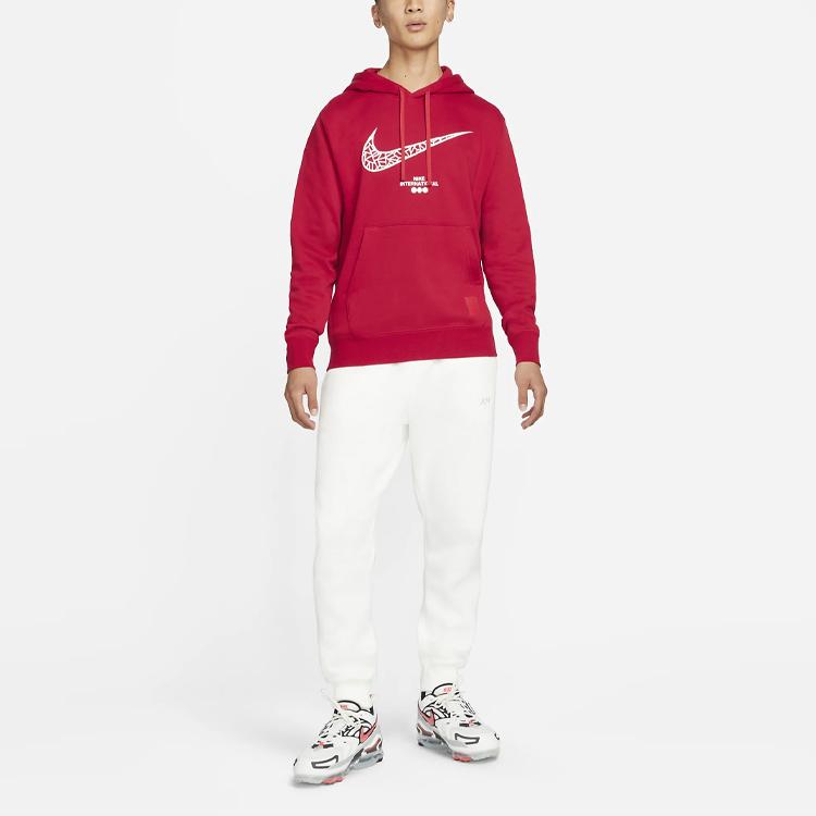 Nike CNY Logo Print Fleece Hoodie Pullover Men Tops Red DQ5067-687