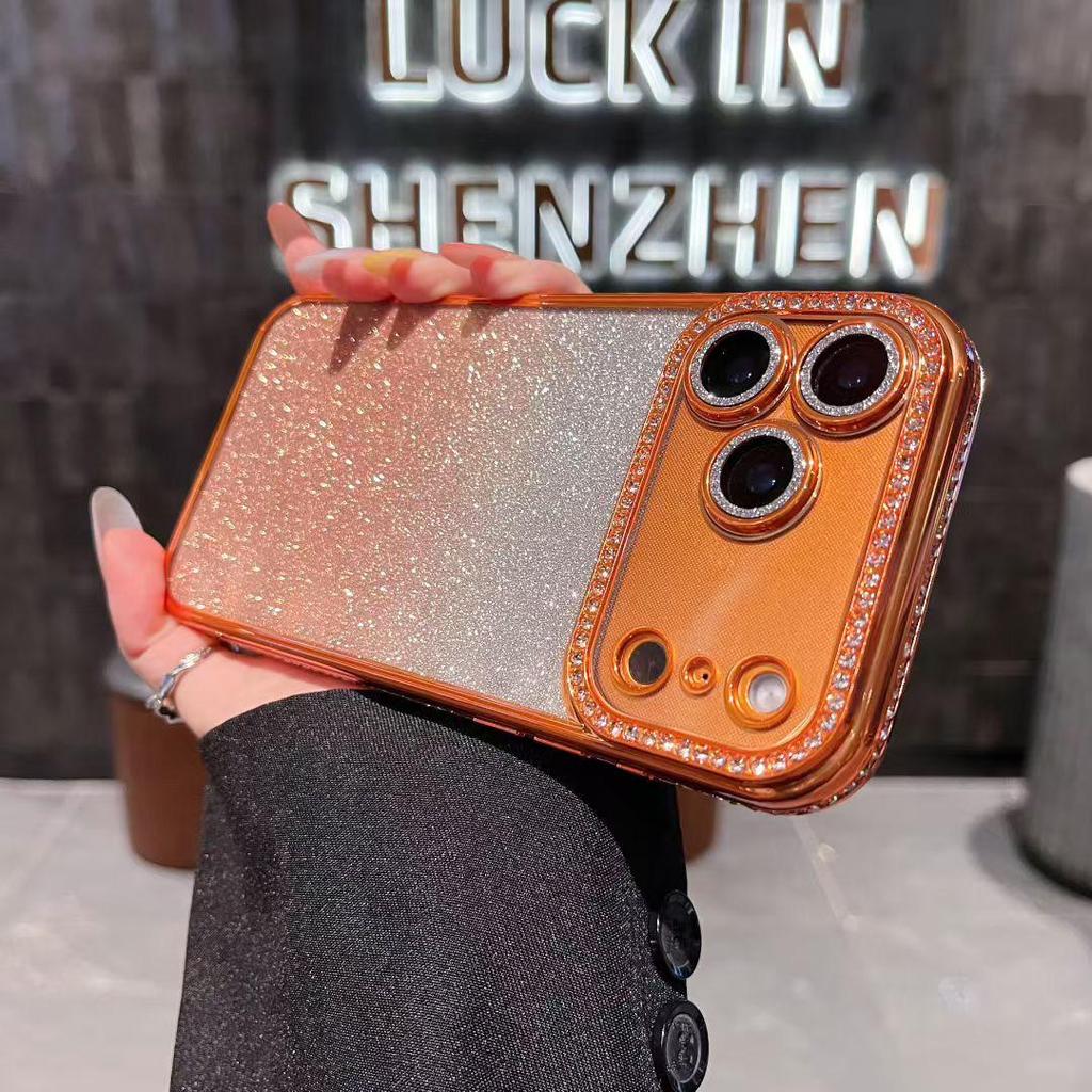 Verlauf Glitzer Strass Hülle für iPhone 17, 16 Pro Max, 15, 14 - Vollständige Abdeckung, Sturzsicherer Schutz