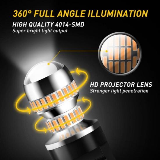 2x 3157 AUXITO LED Kierunkowskaz Przedni Sygnałowy Żarówki CANBUS Bursztynowy Jasny Super HD EV