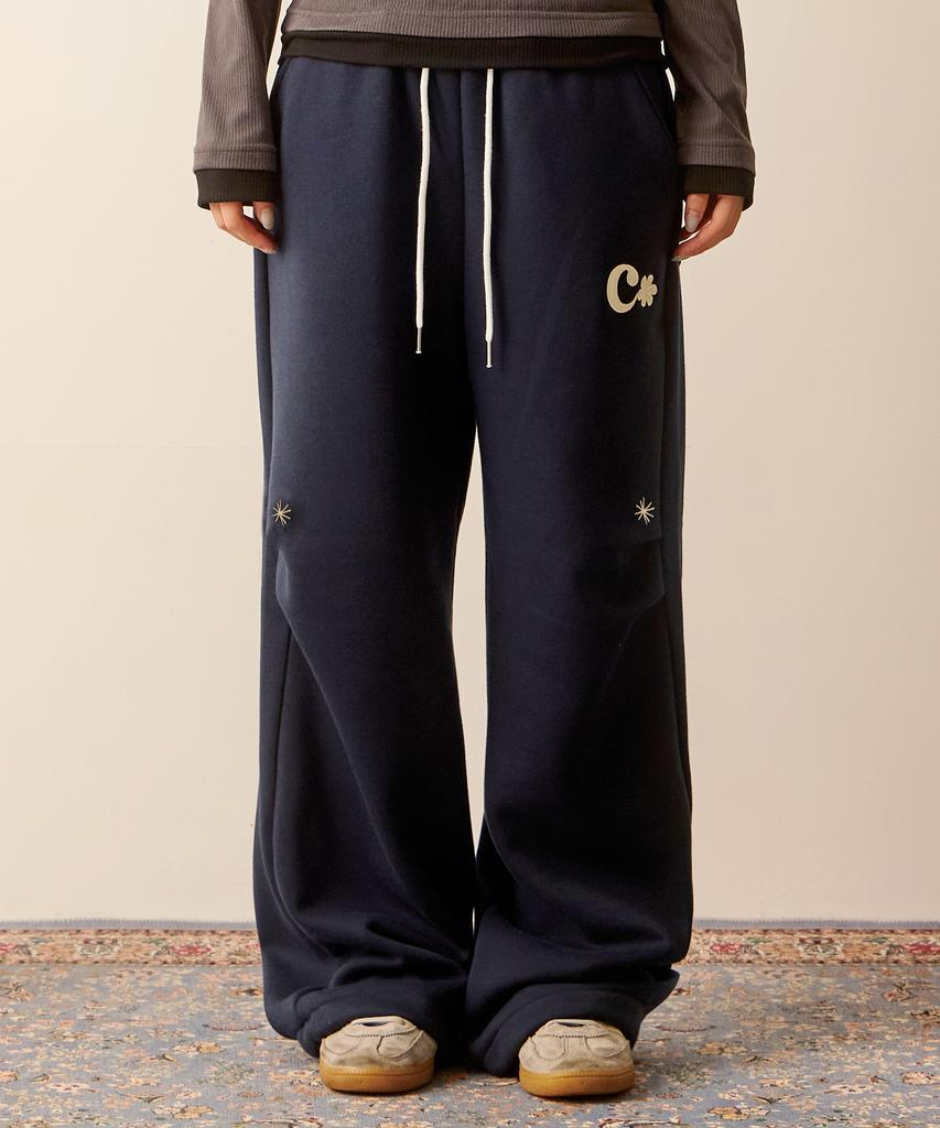 Ebeulisi Pintuck Patchwork Sweatpants (Navy)