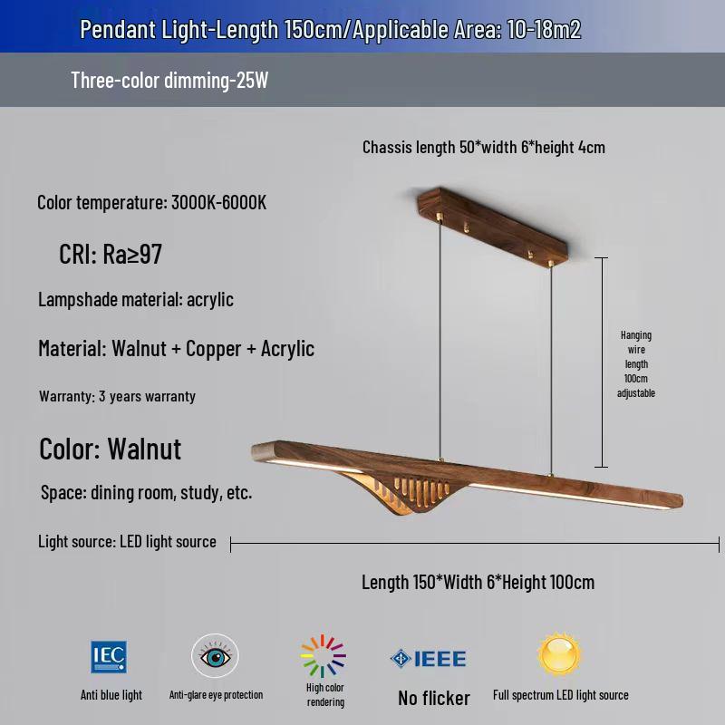 Zen Designer Tea Room Chandelier with Black Walnut and Copper