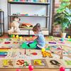 Beige Educational ABC Play Rug, Washable Non-Slip Learning Mat with Animals Shapes, Fun Playroom Carpet for Kids Toddlers