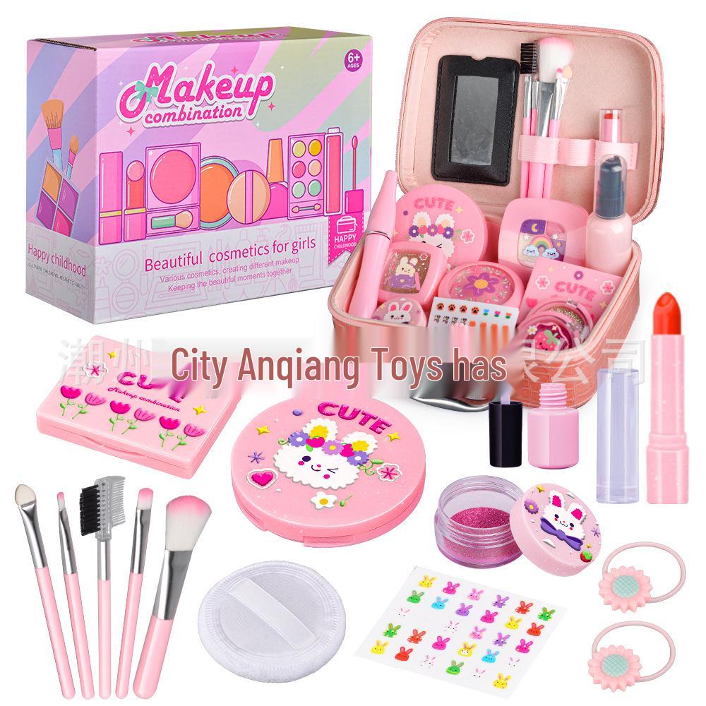 Zestaw do makijażu dla dzieci – Zestaw do odgrywania ról księżniczki – Kolorowe akcesoria kosmetyczne i torebka na toaletkę