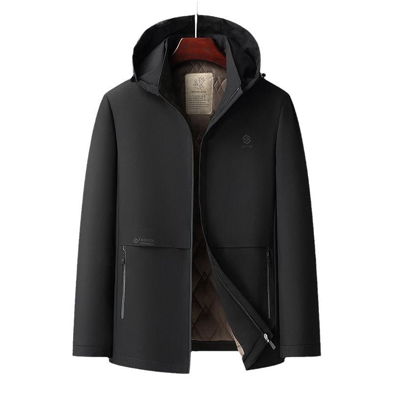 Herbst und Winter Herren Seide Baumwollgepolsterte Kleidung Kurz Leicht Milchseide Business Casual Kapuzenjacke Baumwollgepolsterte Kleidung