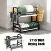 2-Tier Kitchen Dish Rack Rustproof Dish Drainer New Kitchen Countertop Organizer  Kitchen Use
