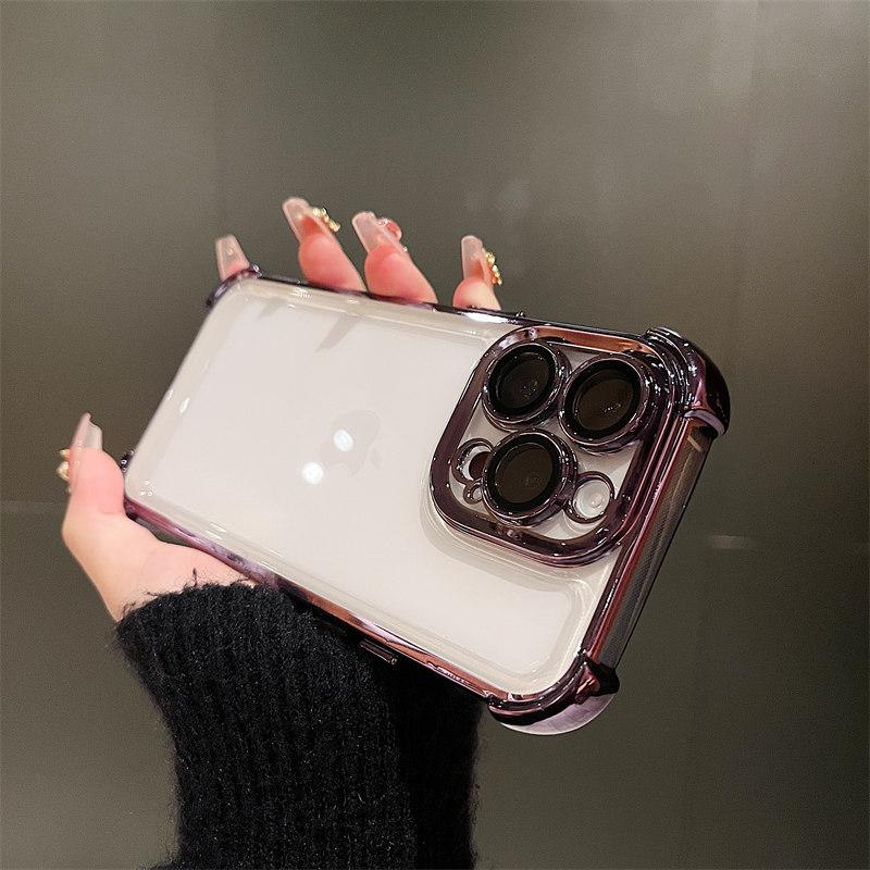 Applicable To IPhone16 Mobile Phone Case Airbag Anti-fall Magnetic Suction Bracket 15Promax Apple 14 Protective Case 13 Electroplating