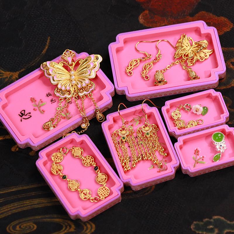 1/12 Doll House Miniature Chinese Style Jewelry Display Box Simulation Vintage Jewel Case Toy Mini Decoration Dollhouse