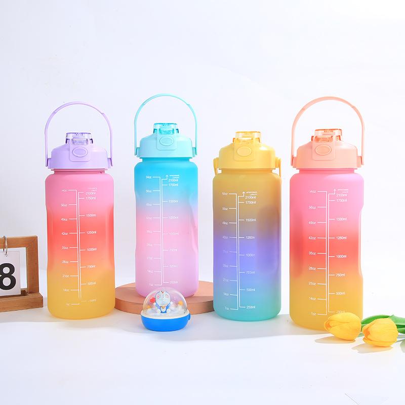 

Creative Gradient Plastic Cup Summer Outdoor Fitness Mountaineering Sport Water Bottle Water Bottle