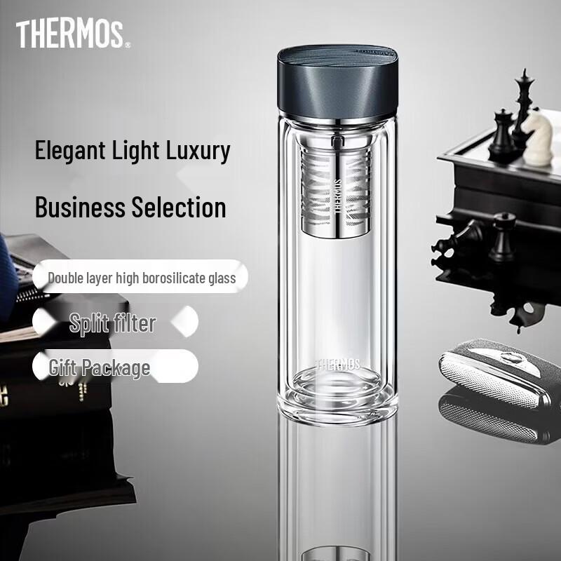 Термос THERMOS TCGB Стеклянная бутылка с двойными стенками и ситечком для чая