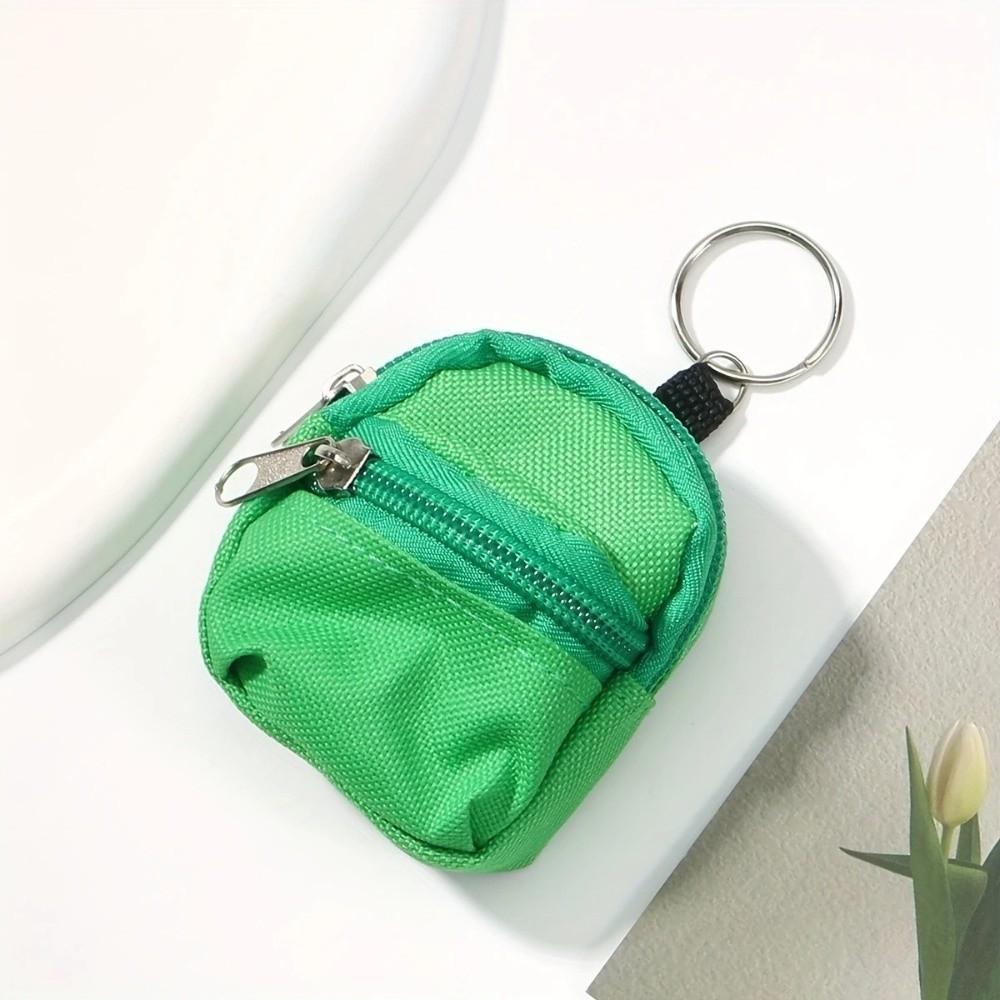 Metal Key Ring Zipper Coin Pouch Nylon Keychain Pouch New Mini Storage Bag Key Organizer