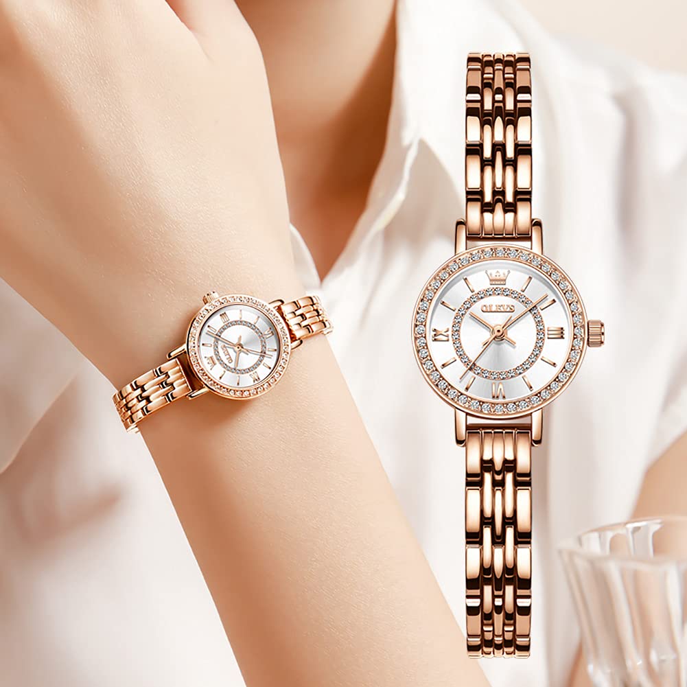 OLEVS Watch Set Watch with Bracelet Stainless Steel Calendar 3 ATM Water Resistant Luminous Ladies' - Easy-to-Read - High-Quality - - - - Gold/Silver