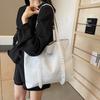 New solid color simple large capacity shoulder tote bag trendy leisure commuter bag female new student