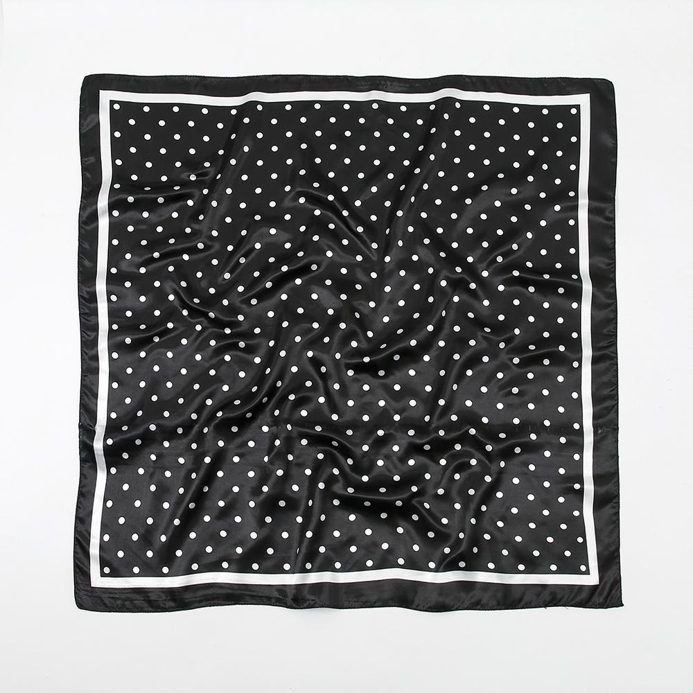 Dot Printed 90 Square Scarf Satin Silk Shawl Muslim Woman Hijabs Hair Wraps Ladies Fashion Headband Thin Femme Turban