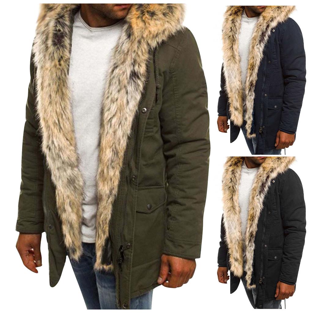  And Winter Men's Fashion Loose Cardigan Warm Lapel Hooded Jacket Sweater