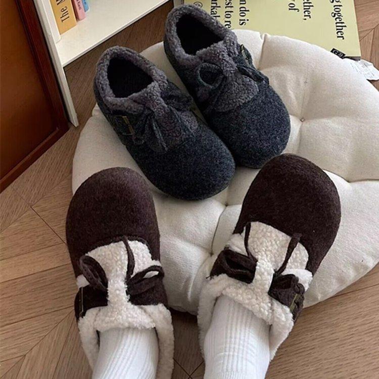 Retro fleece casual shoes trendy thickened warm shoes bag heel fluffy shoes
