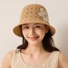 Summer Women's Crochet Bucket Hat Floral Hollow Knit Fisherman Hat Outdoor Travel Sunshade Cap Foldable Soft Beach Hat 2026 New