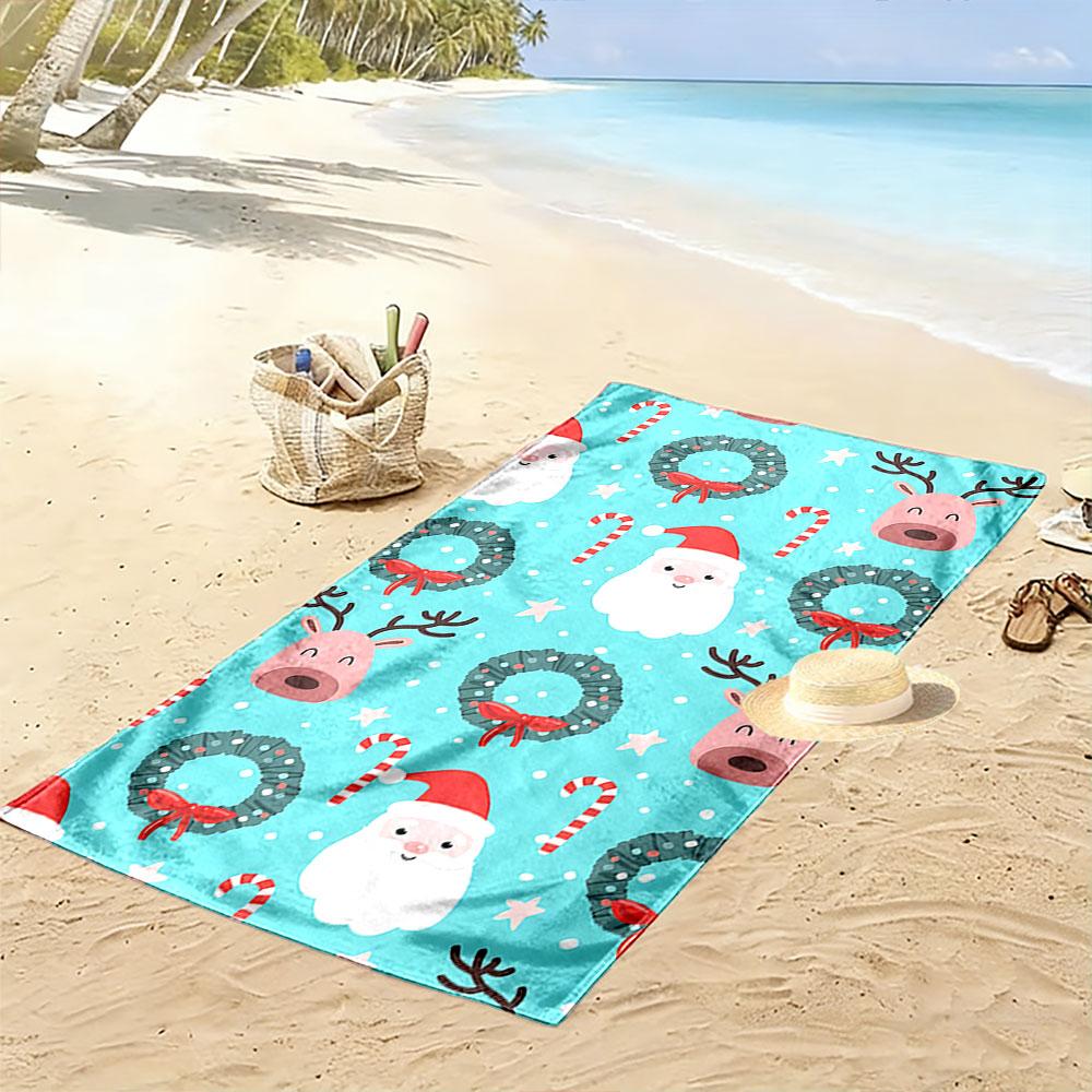 Whimsical festive cheer Print beach towel, quick drying, suitable for travel, outdoor sports, jogging, the beach and swimming, gift
