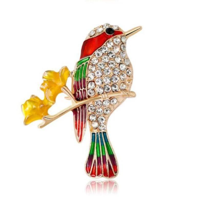 Cute Animal Imitation Bird Brooch Shiny Crystal Metal Sparrow Pigeon Pin Men's and Women's Daily Party Pins Jewelry Gifts