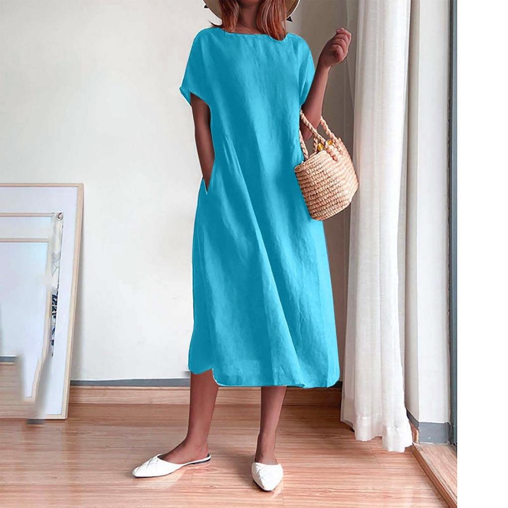 Fashion Women's Color Plus Size Dress Loose Long Skirt