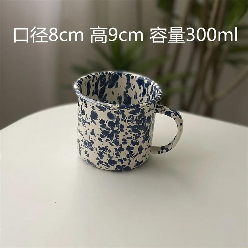 Piatto Rotondo Blu Navy Stoviglie Smalto Yogurt Avena Piatti per Colazione Tazze da Caffè Piatti per Insalata di Frutta Stoviglie Domestiche