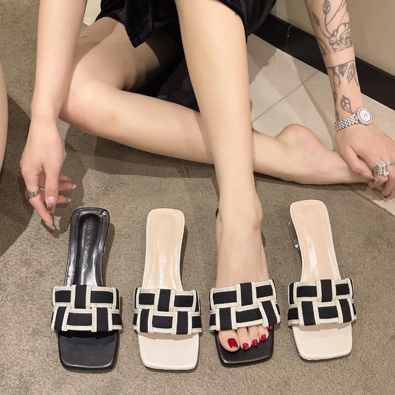 New Popular Summer Braided Flip-flops Women's Open-toe Wear Temperament with Chunky Slippers Beach Shoes Women's Shoes