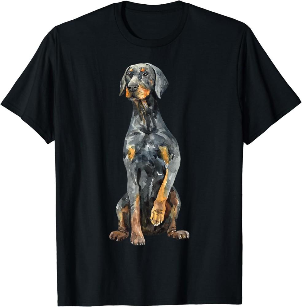 

Watercolor Portrait Doberman Pinscher For Dog Owners Unisex T-Shirt 4XL