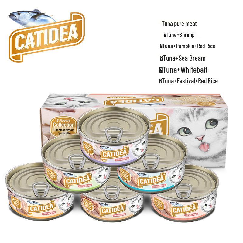 Meowlesi Canned Cat Treats, Fish & Seafood, 85/156g, 6-Pack
