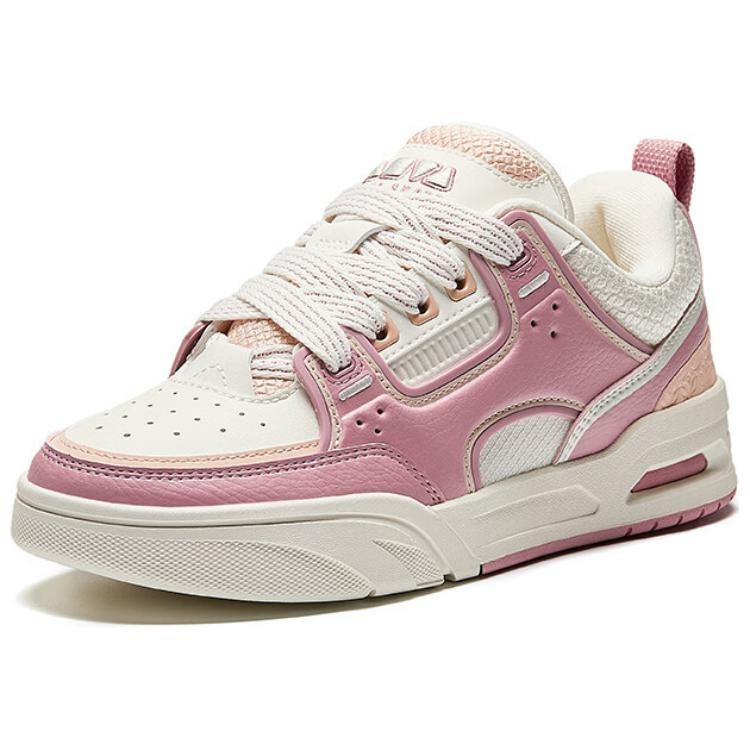 Anta Abrasion Resistant Lightweight Height Increasing Low Top Skateboard Shoes Women's White Pink 122518040-11