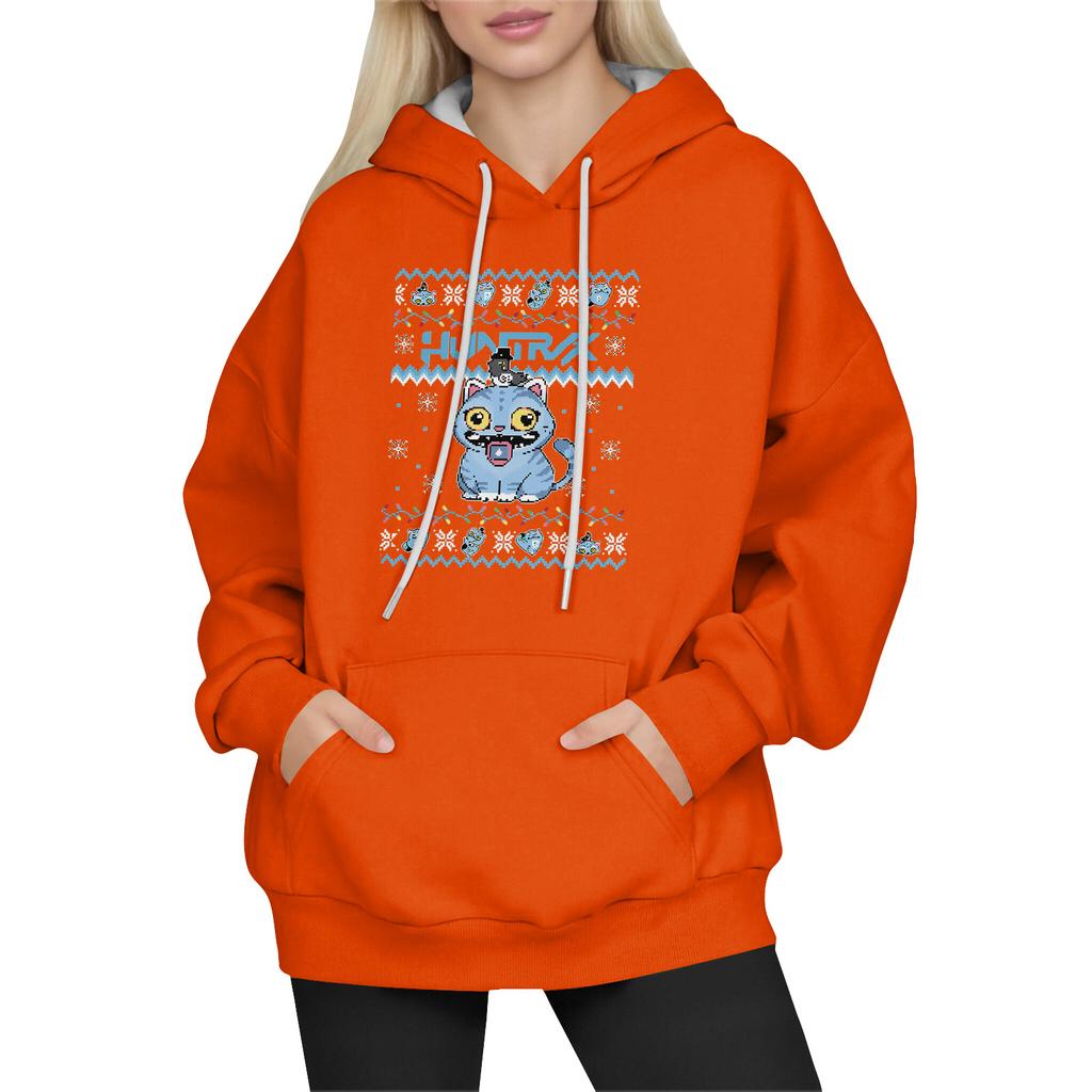 Women's Fashion Long-Sleeve Pullover Hoodie with Fun Movie-Inspired Prints