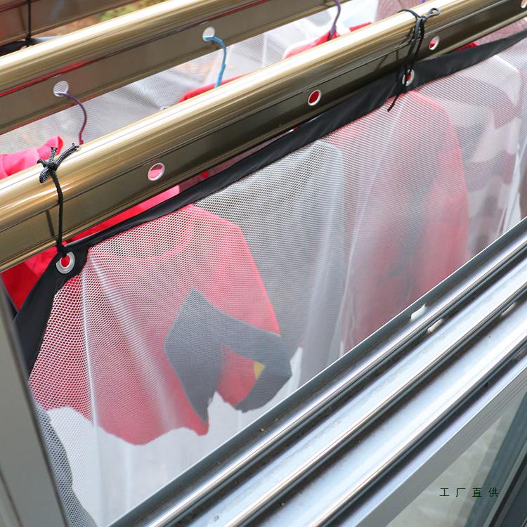 Retractable Outdoor Clothes Drying Rack with Anti-Drop Mesh Bag and Protective Quilt Net Cover