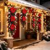 Christmas Teardrop Swag Wreath Artificial Poinsettia Pine Cone Red Berry Hanging Garland For Front Door Wall Home Xmas Decor