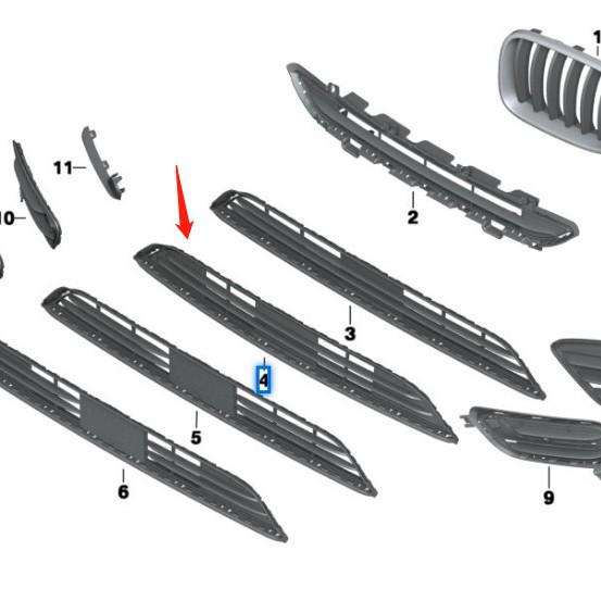 BMW X3 F25 LCI Frontstoßstange Mittlerer Unterer Kühlergrill