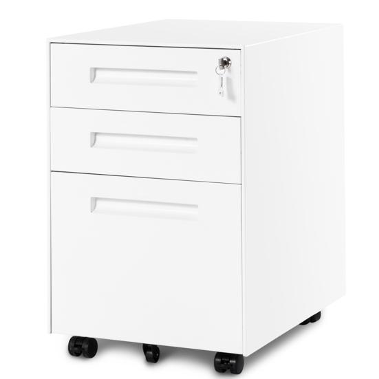 Modern White/Black File Cabinet Storage Container with 3 Drawers Office Decor