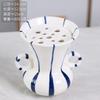 European Hand Painted Striped Ceramic Vase French Light Luxury Living Room Decor