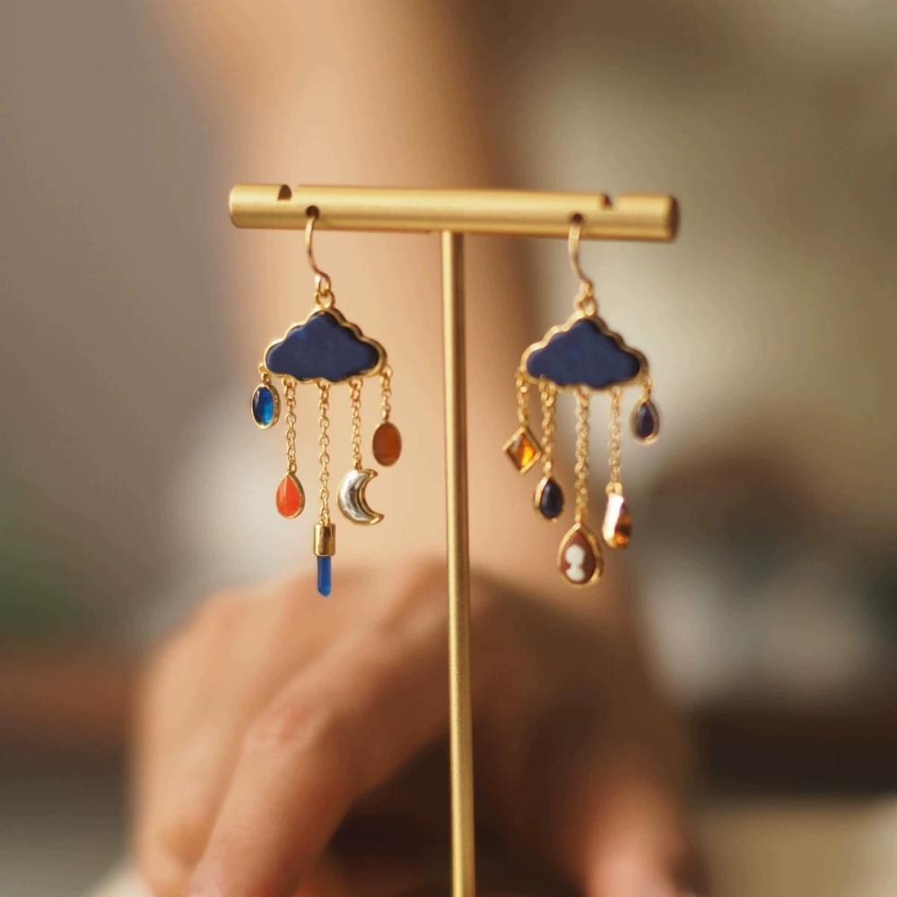 

New Geometry Cloud Star Moon Water Drop Tassel Pendant Women s Earrings Unique Personality Sweet Luxury Premium Jewelry Gift