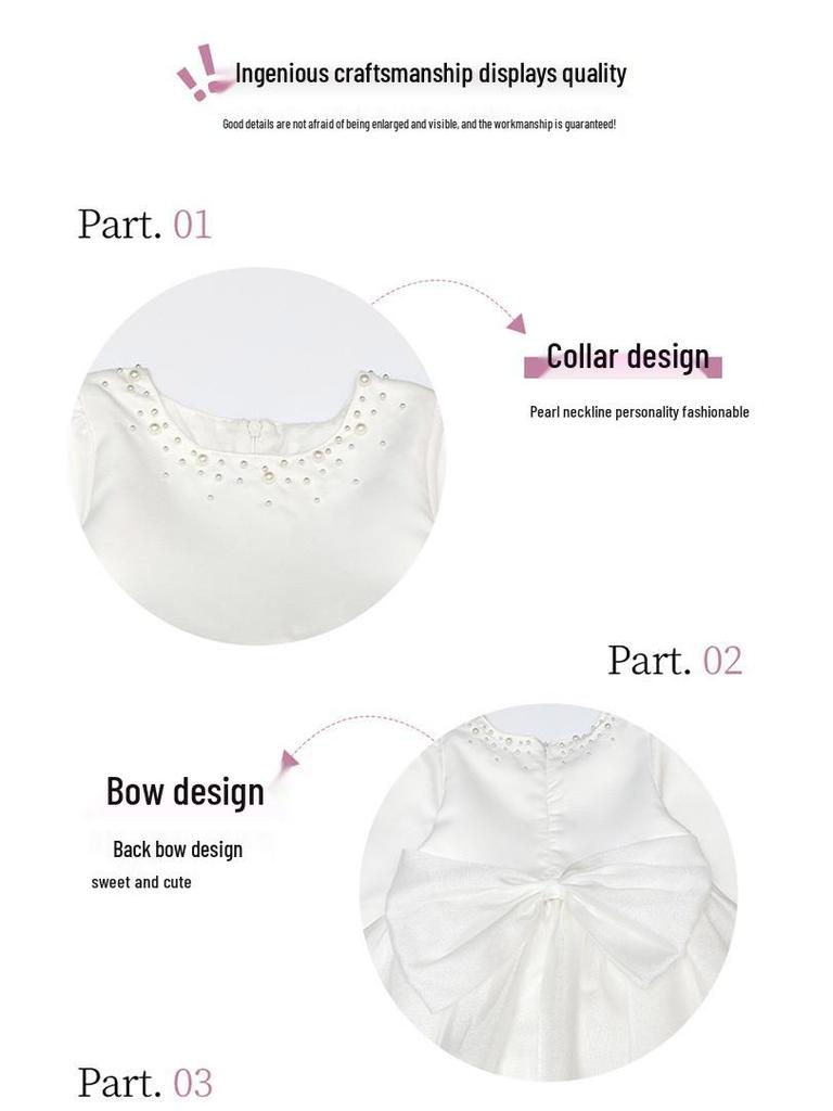 White Tulle Dress for Girls, Ages 2-7 - Spring/Autumn Flower Girl Dress