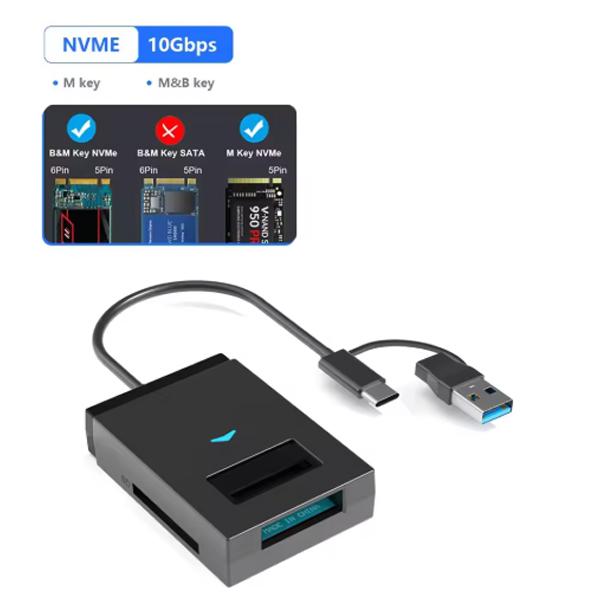 M.2 NVMe NGFF SSD Enclosure 10Gbps Type C USB 3.1 To SSD External Storage Box Adapter Support SD TF Card Reader Direct Insertion