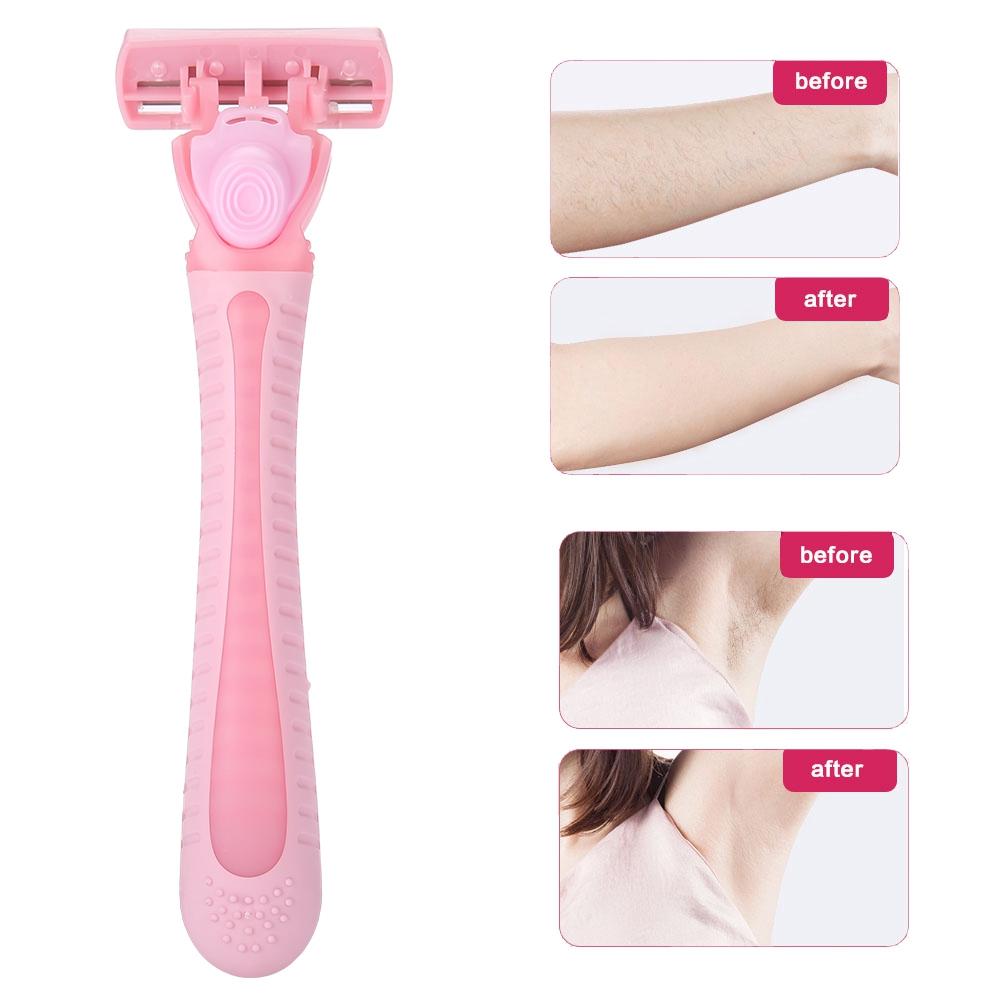 6Pcs Six Layer Female Razor Blades Women Body Hair Removal Manual Epilator with 1 Handle