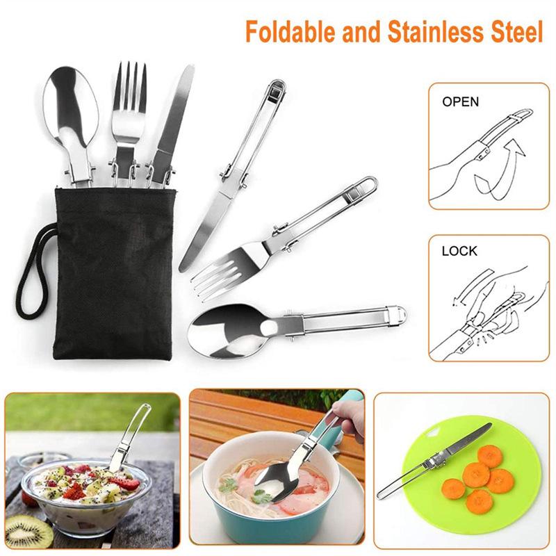 DS308 Portable Outdoor Nested Cookware and Tea Kettle Set for Camping